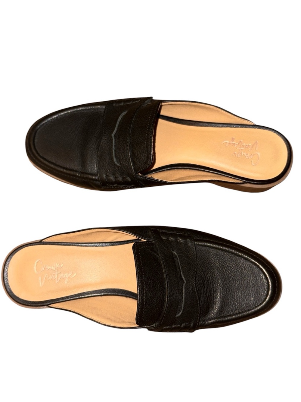 Crown Vintage Black Leather Slip-On Loafers 8.5